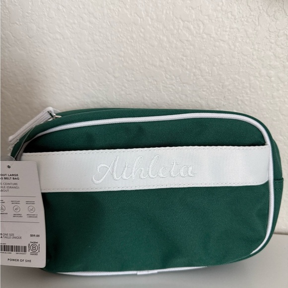 Athleta All About Large Canvas Belt Bag Green & White - Picture 4 of 8